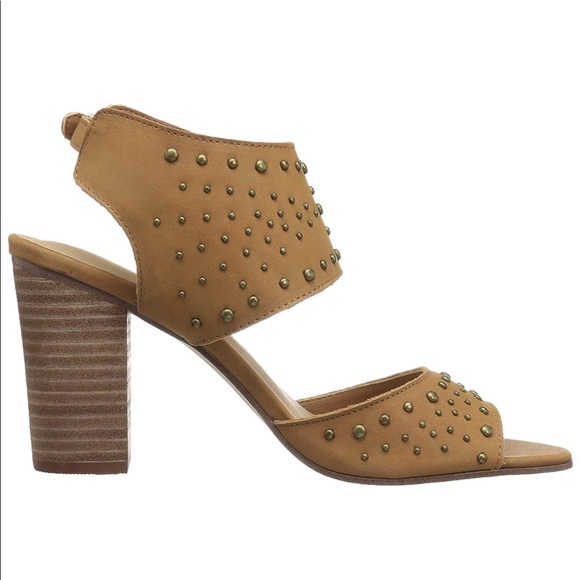 Leather Studded Bands Block Heel Slingback Sandal - Picture 2 of 3